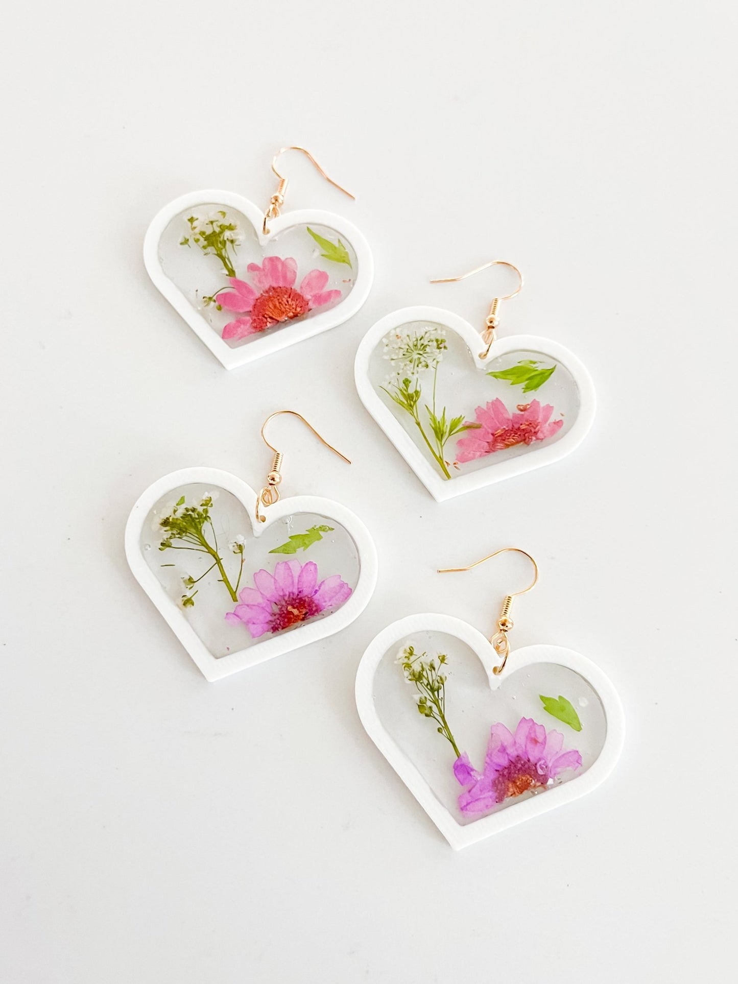 Floral Heart Earrings - Designs by Lauren Ann