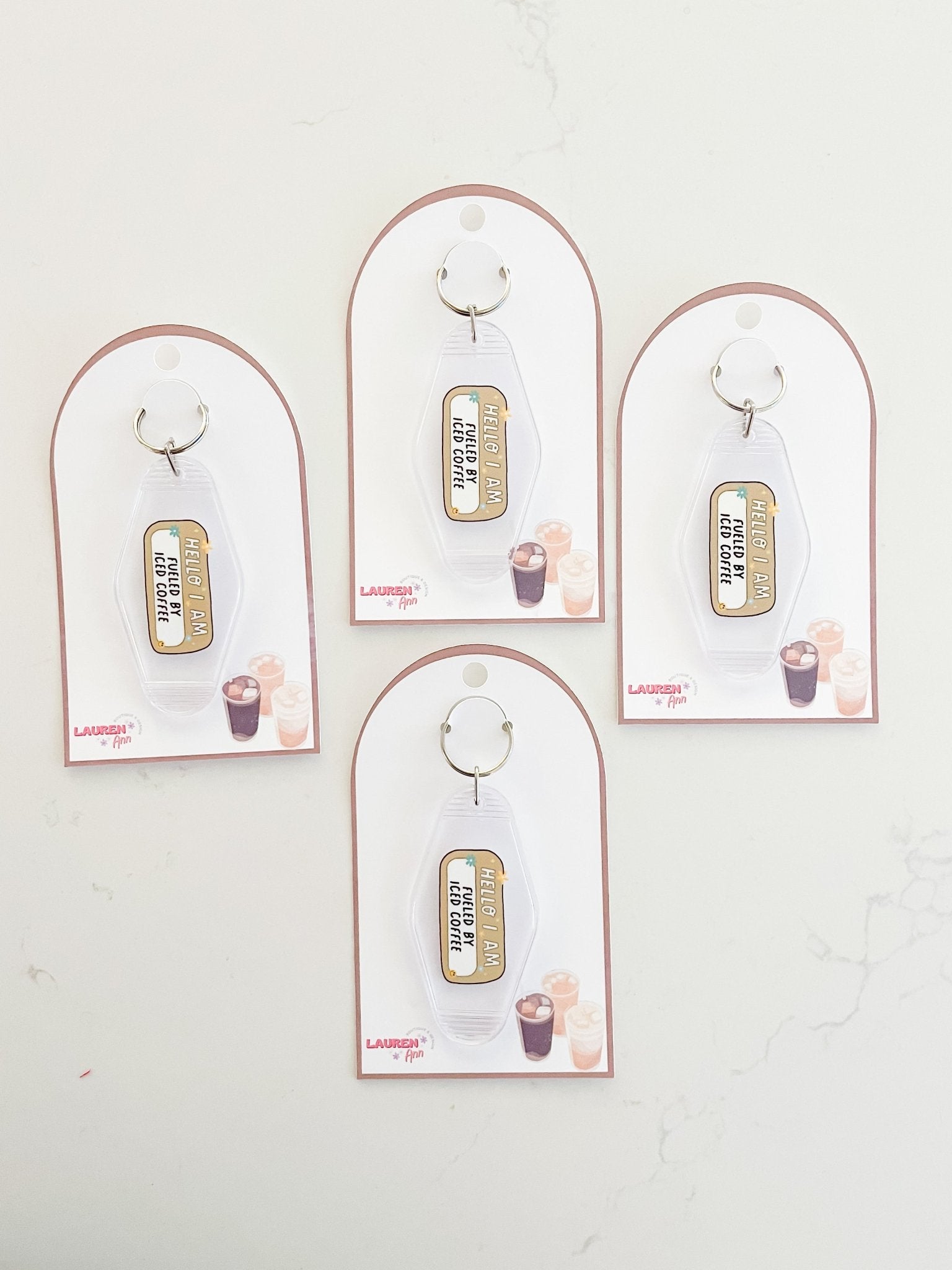 Fueled by Iced Coffee Keychain - Designs by Lauren Ann