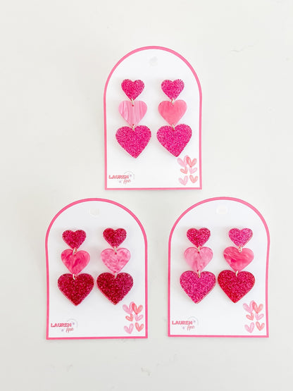 Glitter Heart Earrings - Designs by Lauren Ann