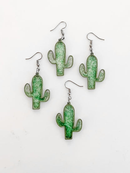 Glittery Resin Cactus Earrings - Designs by Lauren Ann