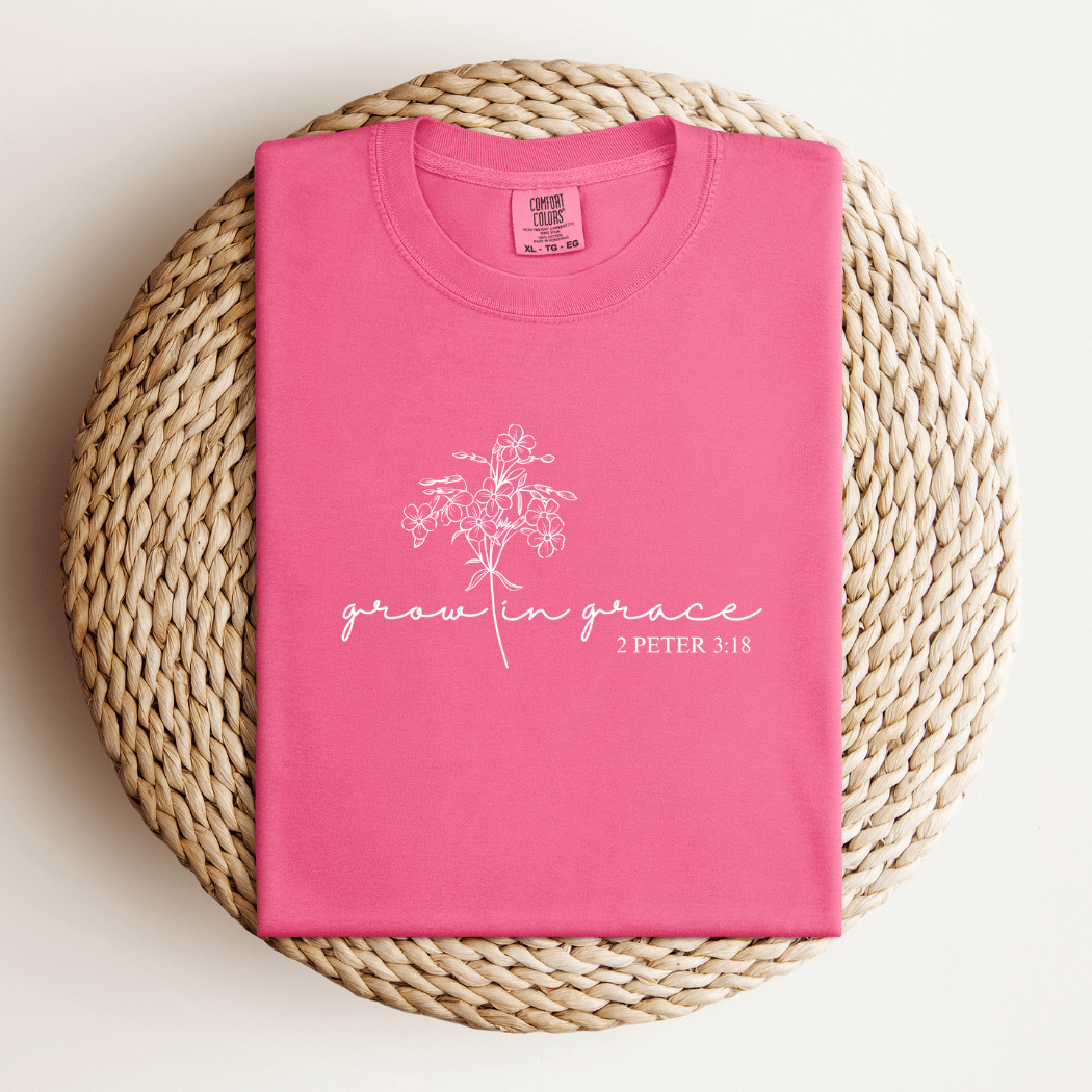 Grow In Grace Pink T - Designs by Lauren Ann