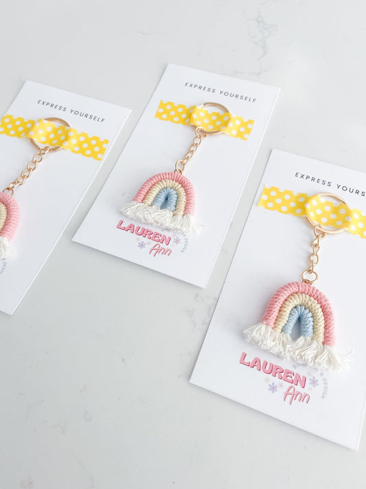 Macrame Rainbow Keychain - Designs by Lauren Ann