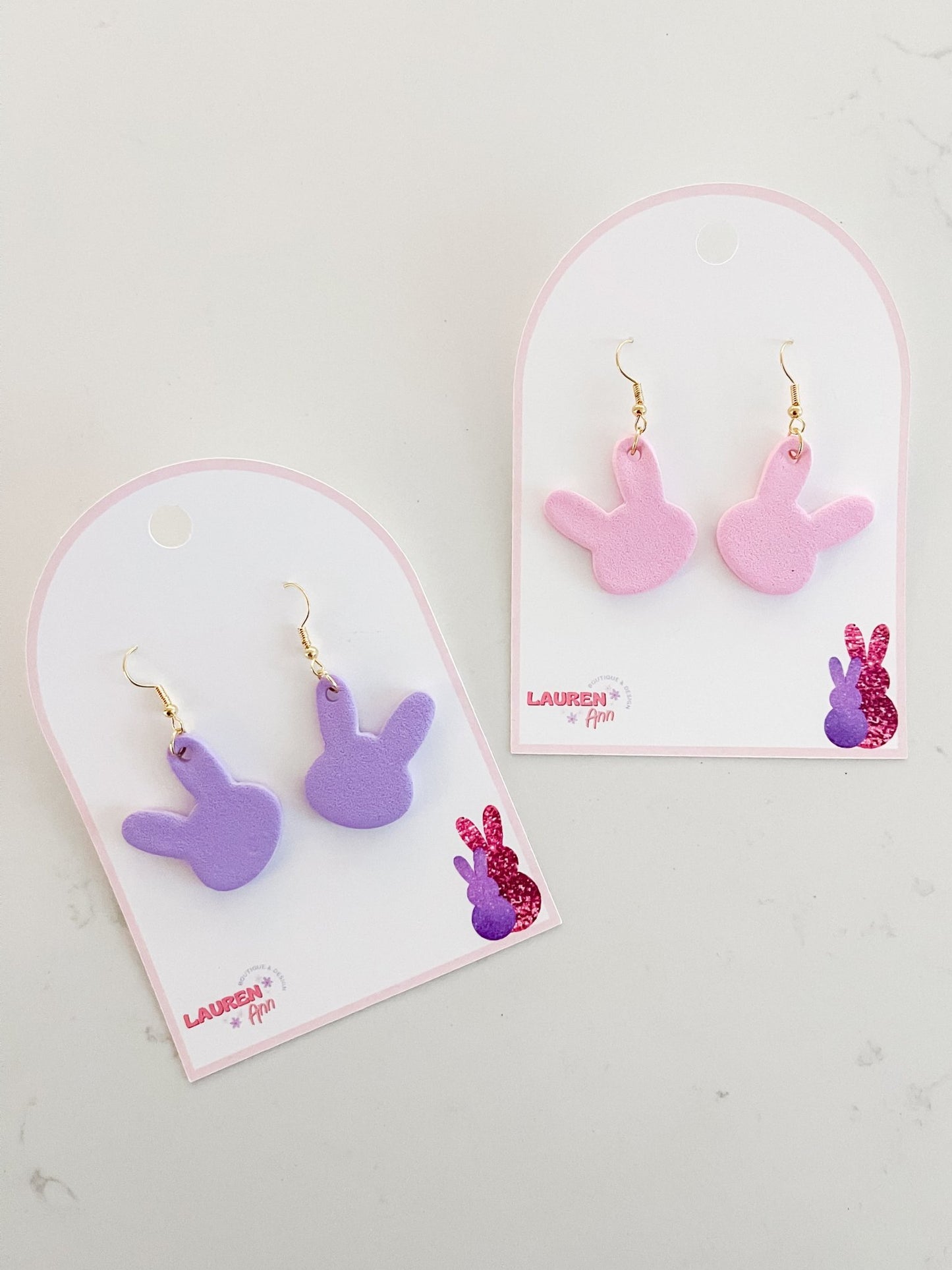 Polymer Clay Bunny Dangles - Designs by Lauren Ann
