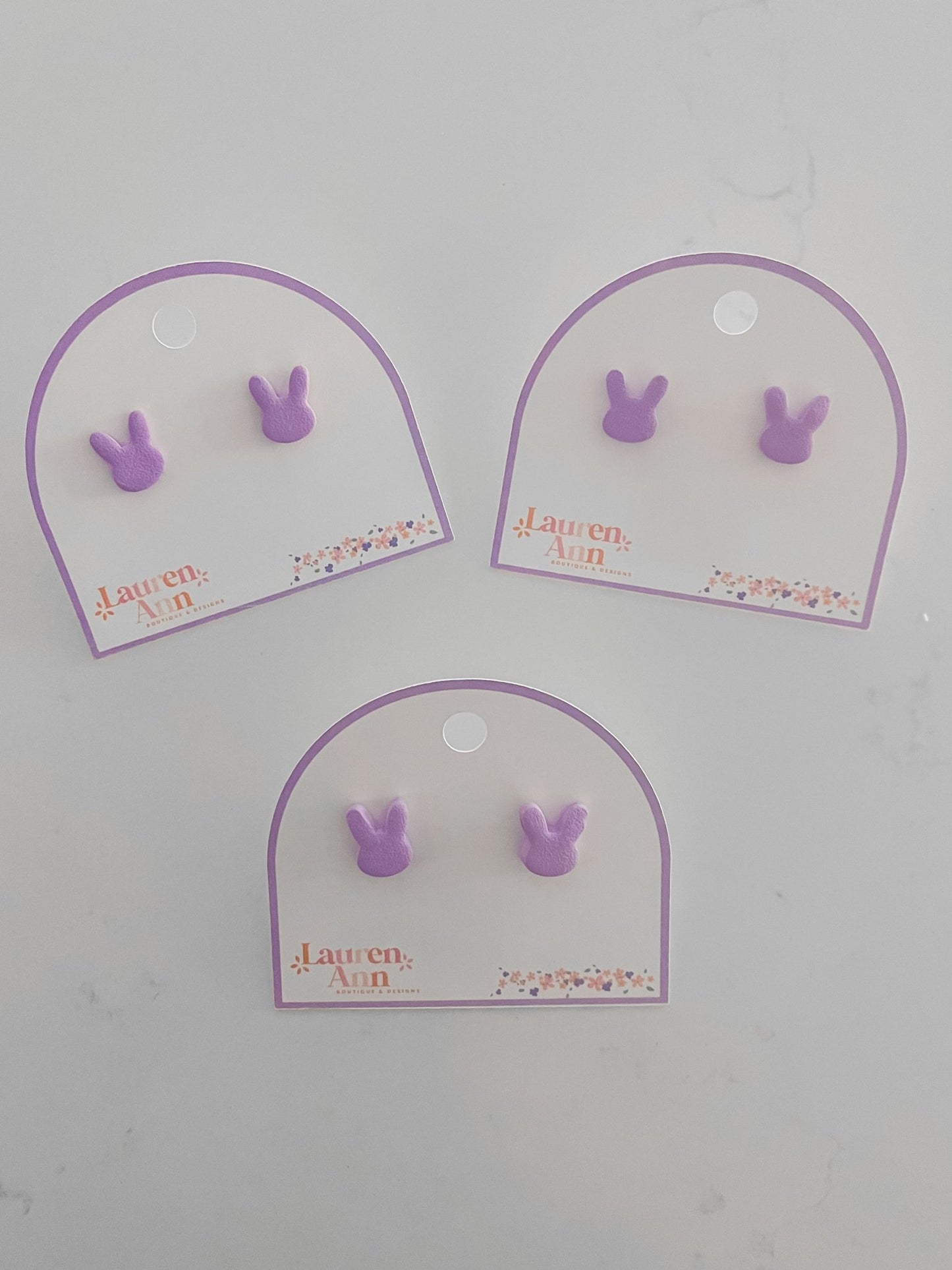 Polymer Clay Bunny Studs - Designs by Lauren Ann