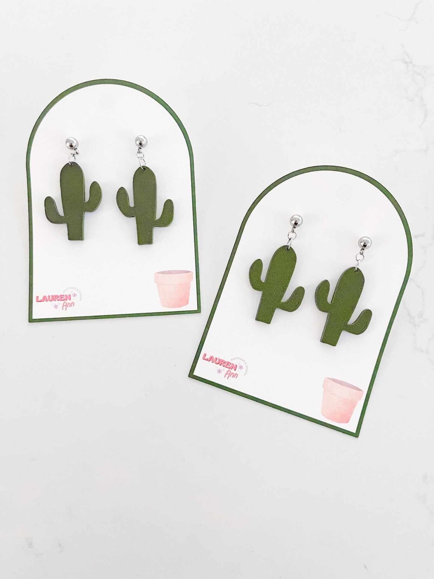 Solid Cactus Earrings - Designs by Lauren Ann