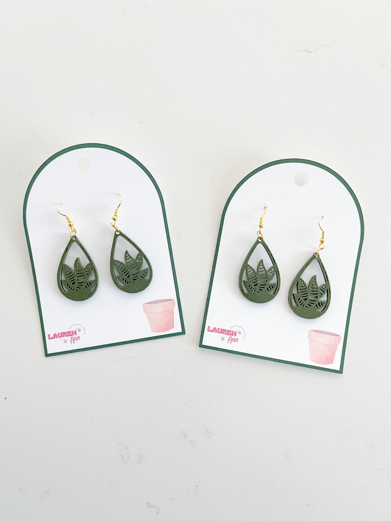 Succulent Dangle Earrings - Designs by Lauren Ann